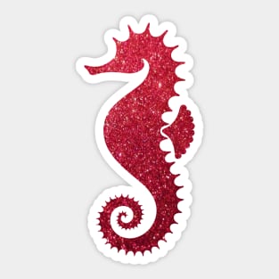 Red Faux Glitter Seahorse Sticker